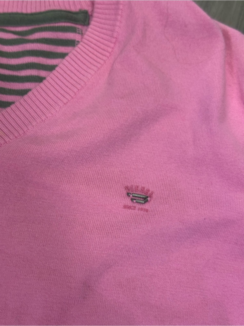 Diesel Men's V-Neck Sweater in Bright Pink - Picture 8 of 10